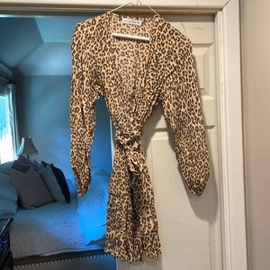 Faithful the Brand wrap leopard print mini dress